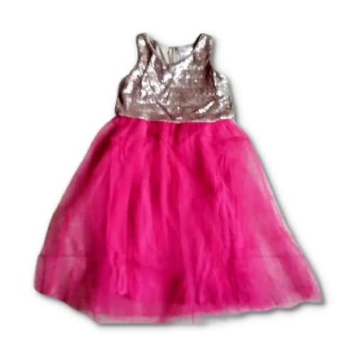 Sequin Popover Top with Tulle Skirt  - Gold Magenta