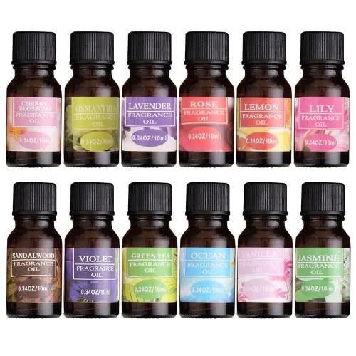 Set Of 10ml Pure Essential Fragrance Oils Aromatherapy Diffusers - 12pieces