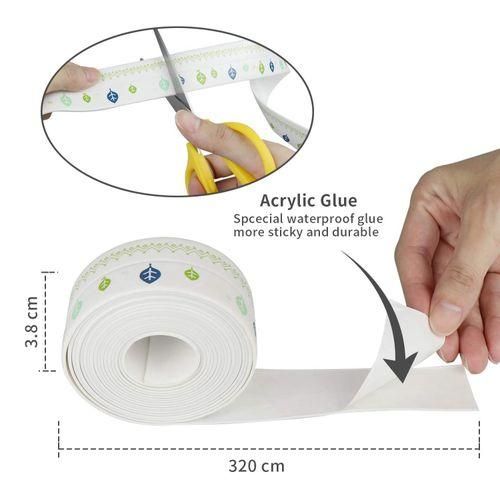 2Pcs Tape Caulk Strip Anti-Mildew Self Adhesive Sealing Pvc