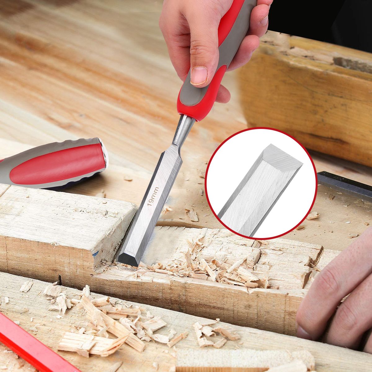 5pcs Wood Chisel Set For Carpentry With Storage Bag Non-slip