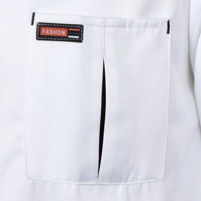 Men Women Piping Chef Jacket Coat Uniform Long Sleeve Hotel 2XL White