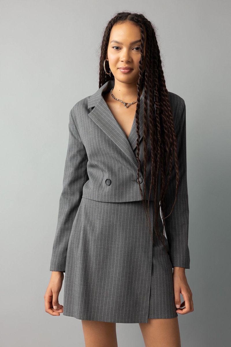 Woman Young Cropped Fit Blazer - Anthracite