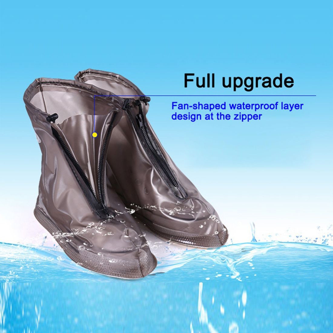 Fashion PVC Non-slip Waterproof Thick-soled Shoe Cover Size: M(Coffee)
