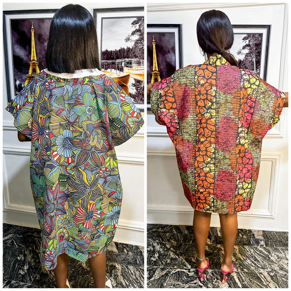 2in1 Ankara Bubu, Kimono&short- Multicolour