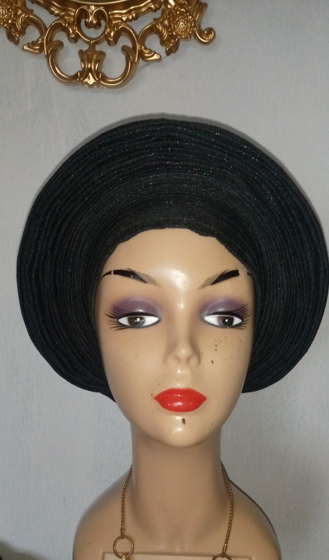 Beautiful Black Round Auto Gele