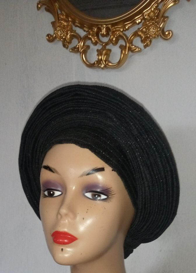 Beautiful Black Round Auto Gele