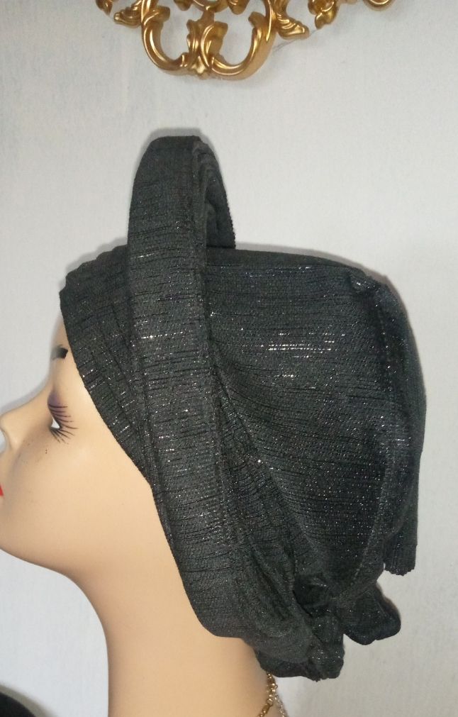 Beautiful Black Round Auto Gele