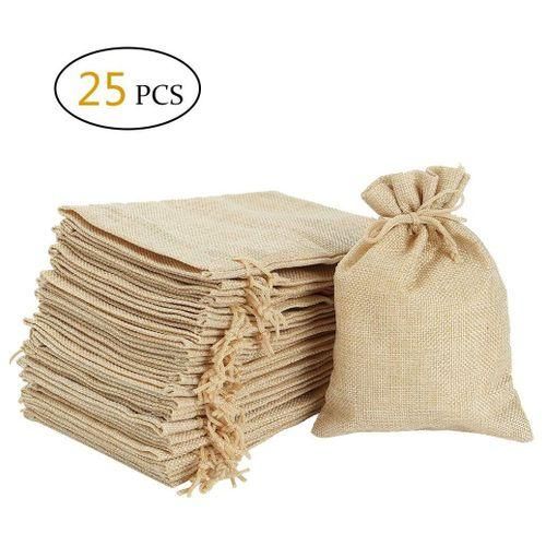 100 Pcs 5X7 Inch Buap Bags With Drawstring Jute