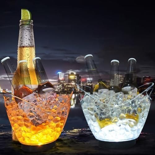 Transparent Colorful LED Light Gradient Ice Bucket Bar Wine Trough Water Entertainment Stand Holder Glass Wine Bottle Tools