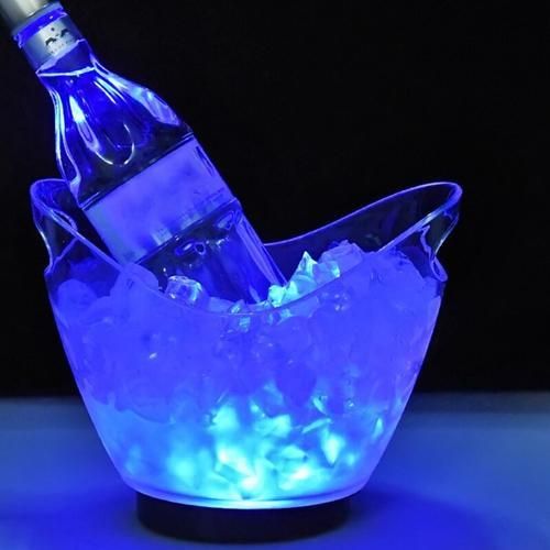 Transparent Colorful LED Light Gradient Ice Bucket Bar Wine Trough Water Entertainment Stand Holder Glass Wine Bottle Tools