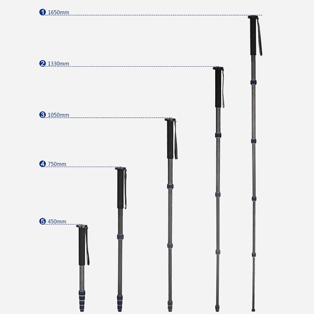 5-Section Telescopic Carbon Fiber Lightweight Photography DSLR Camera Monopod Unipod Walking Stick for Nikon Canon Pentax Olympus Elders