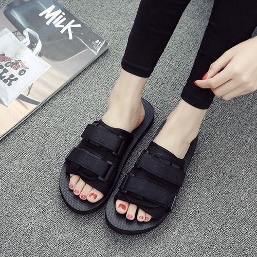 Ladies Fashion Unique Flat Sandals Casual Slippers-Black