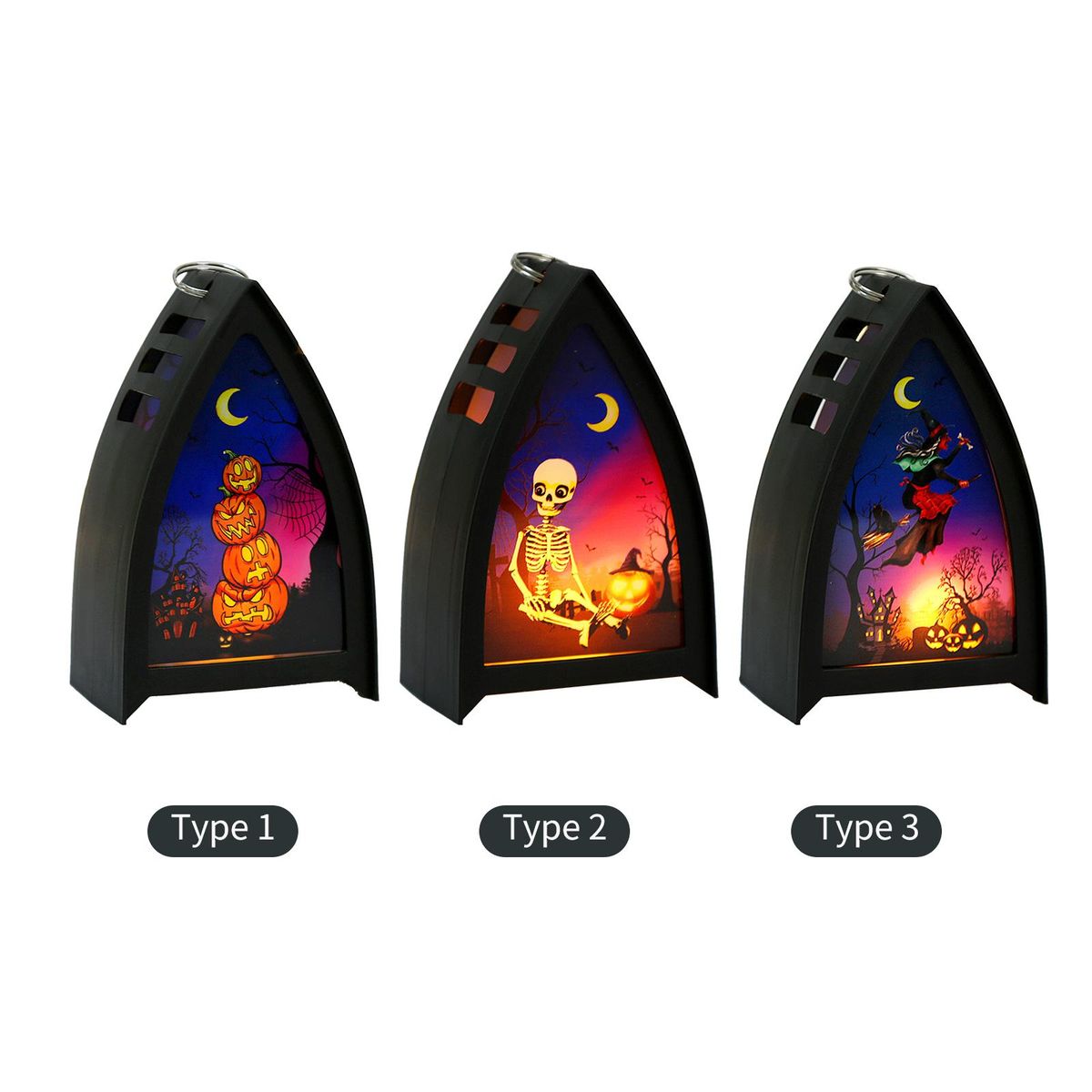 Witch Halloween LED Lantern LEDs Fairy Lights Lamp Battery Operated Halloween Hanging Lighting for Home Party Porch House Bar Backyard Decoration