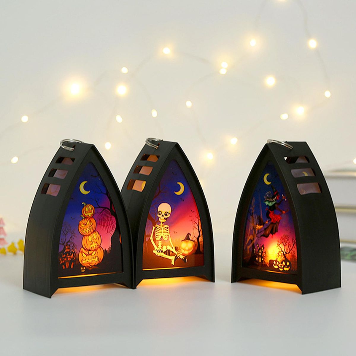 Witch Halloween LED Lantern LEDs Fairy Lights Lamp Battery Operated Halloween Hanging Lighting for Home Party Porch House Bar Backyard Decoration