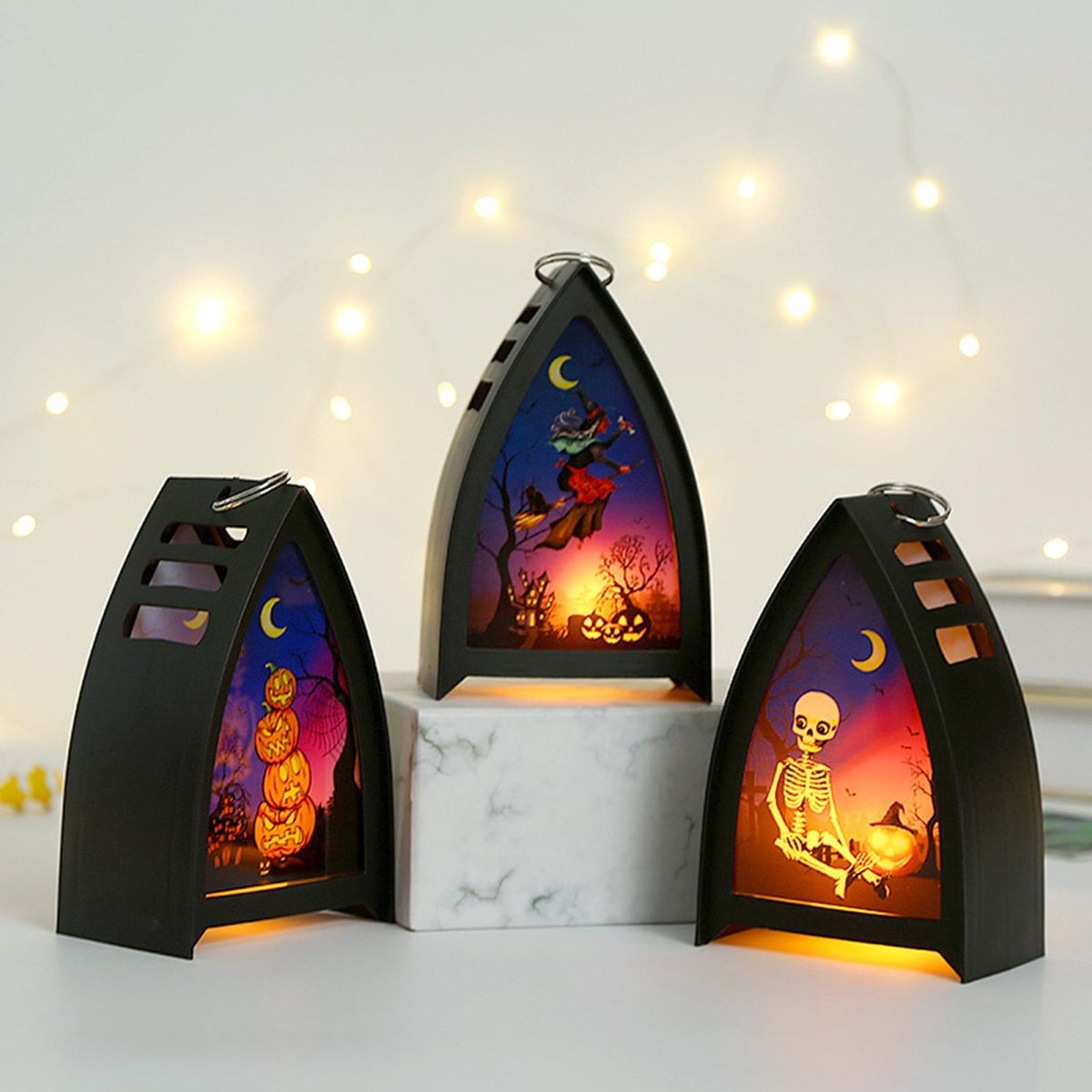 Witch Halloween LED Lantern LEDs Fairy Lights Lamp Battery Operated Halloween Hanging Lighting for Home Party Porch House Bar Backyard Decoration