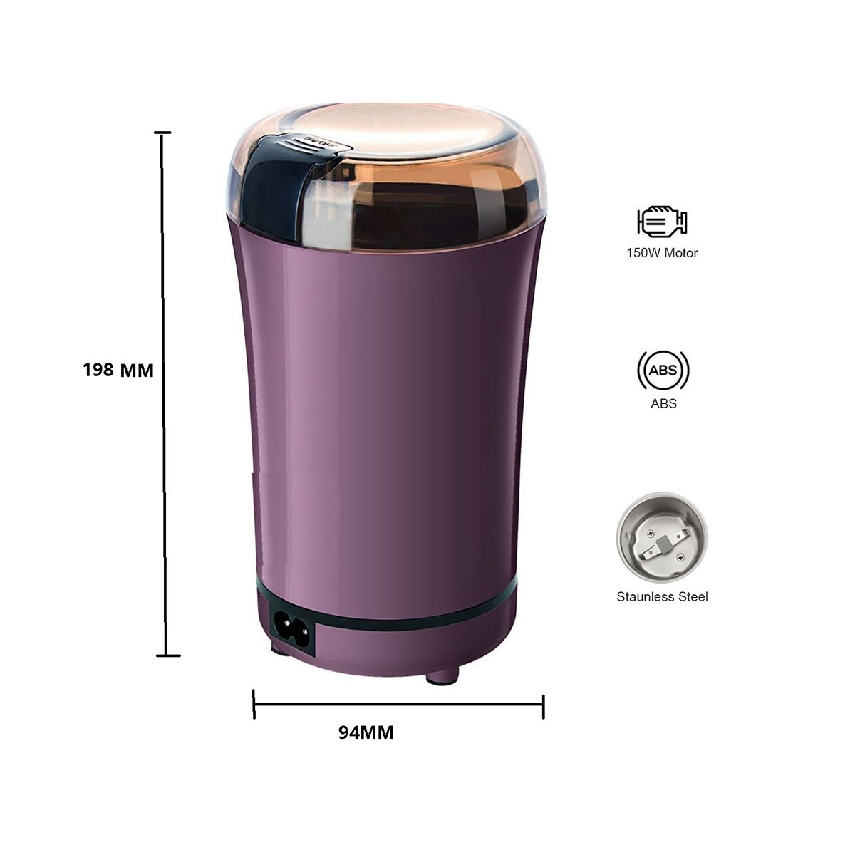 Portable Electric Coffee Bean Grinder Mill Kitchen Tool Herbs Salt Pepper Spices Nuts Grains Mini Medicine US Plug A