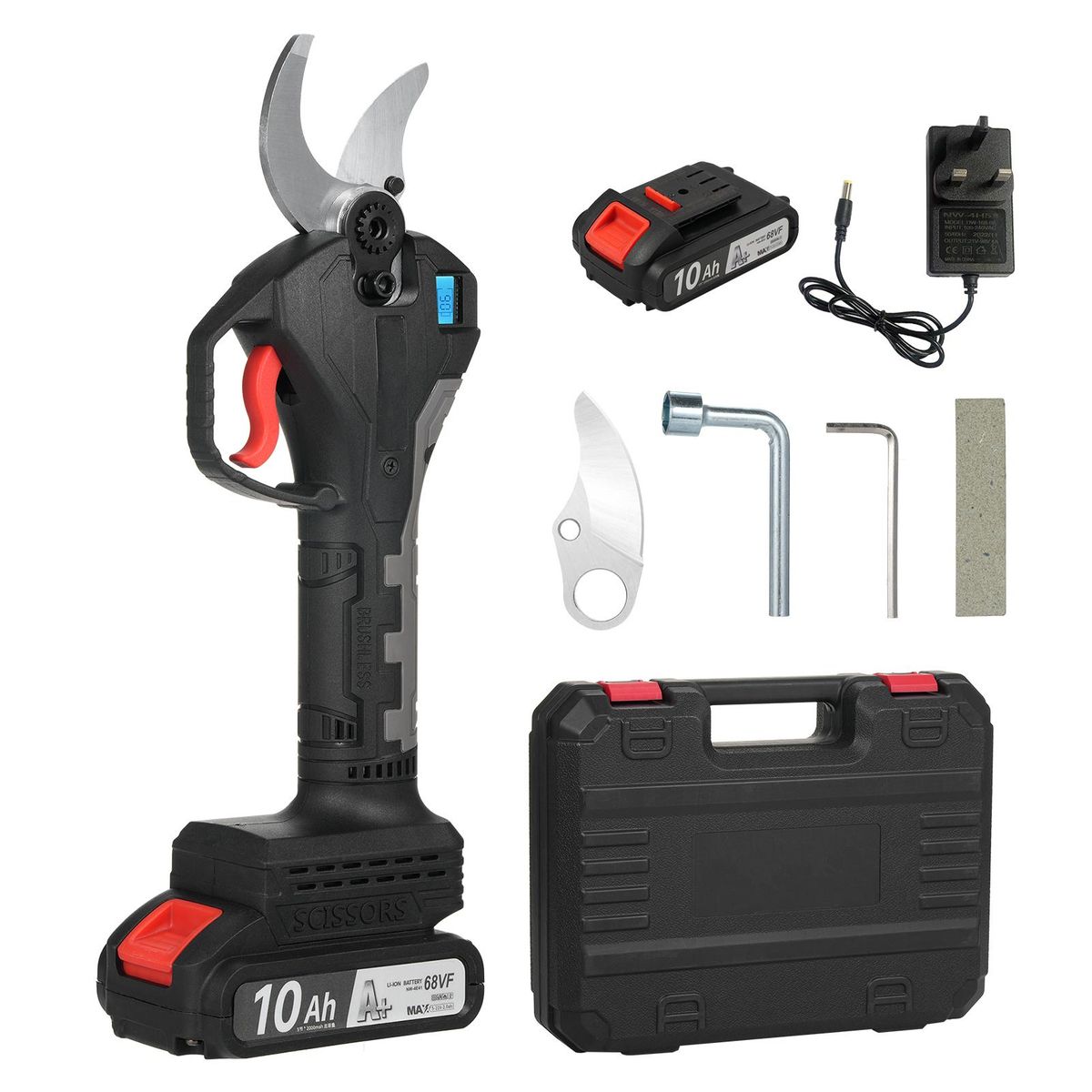Electric Pruning Shears Cordless Electric Pruning Battery Powered Tree Branch Pruner with Brushless Motor 21V Lithium Battery 30mm-40mm Inch Cutting Diameter LCD Display Screen