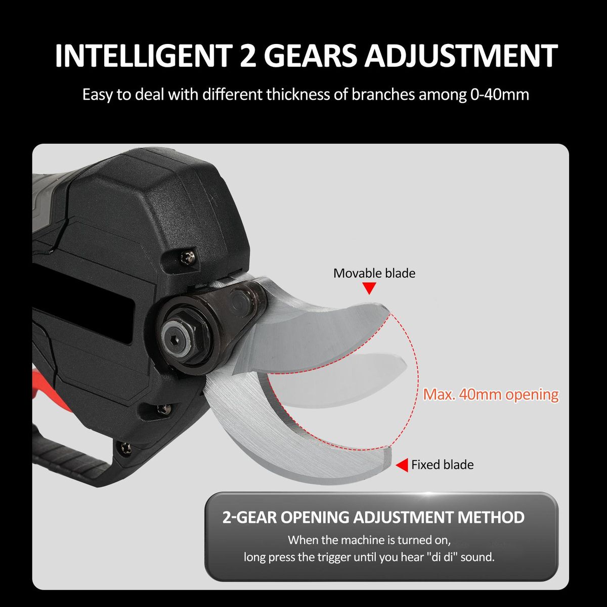 Electric Pruning Shears Cordless Electric Pruning Battery Powered Tree Branch Pruner with Brushless Motor 21V Lithium Battery 30mm-40mm Inch Cutting Diameter LCD Display Screen