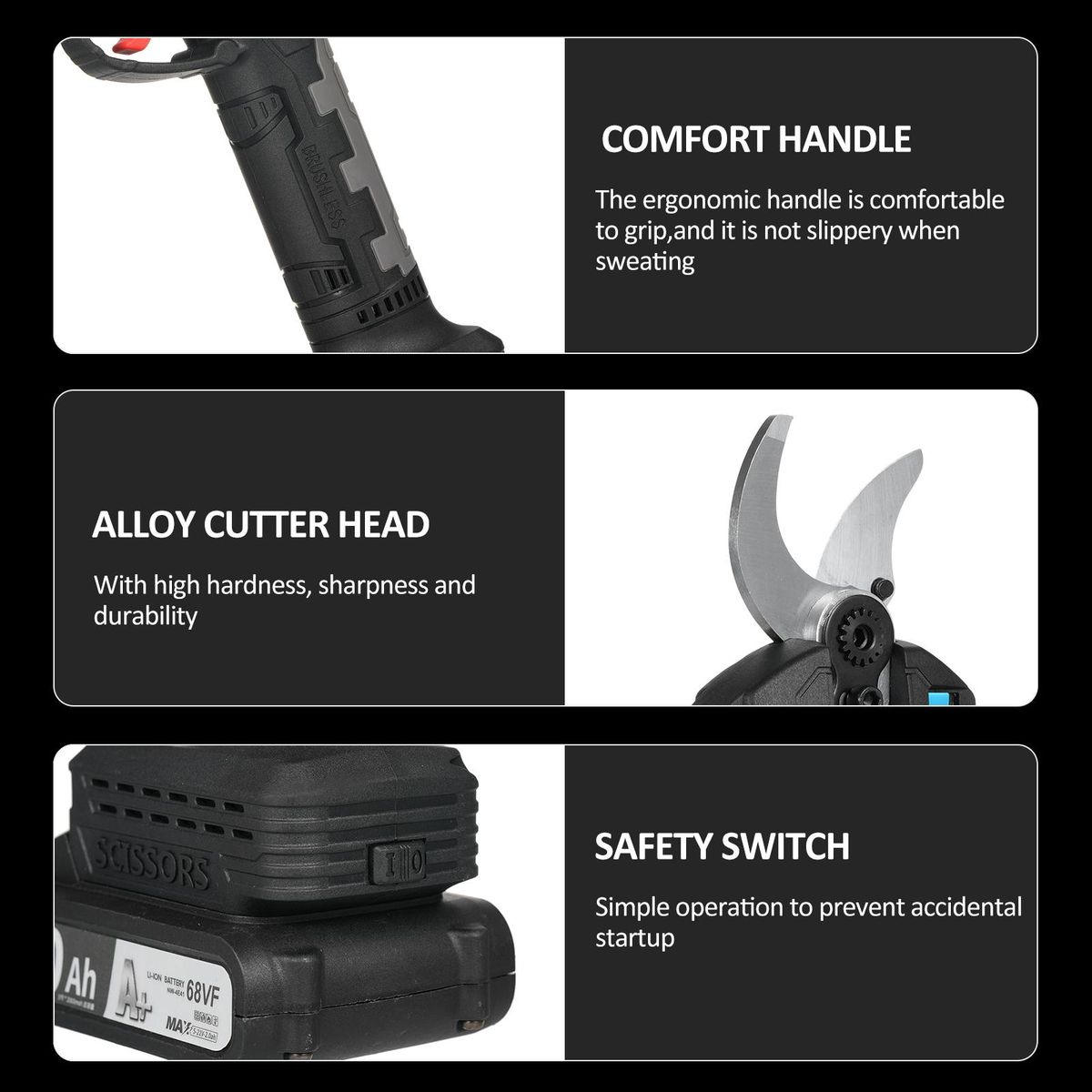 Electric Pruning Shears Cordless Electric Pruning Battery Powered Tree Branch Pruner with Brushless Motor 21V Lithium Battery 30mm-40mm Inch Cutting Diameter LCD Display Screen
