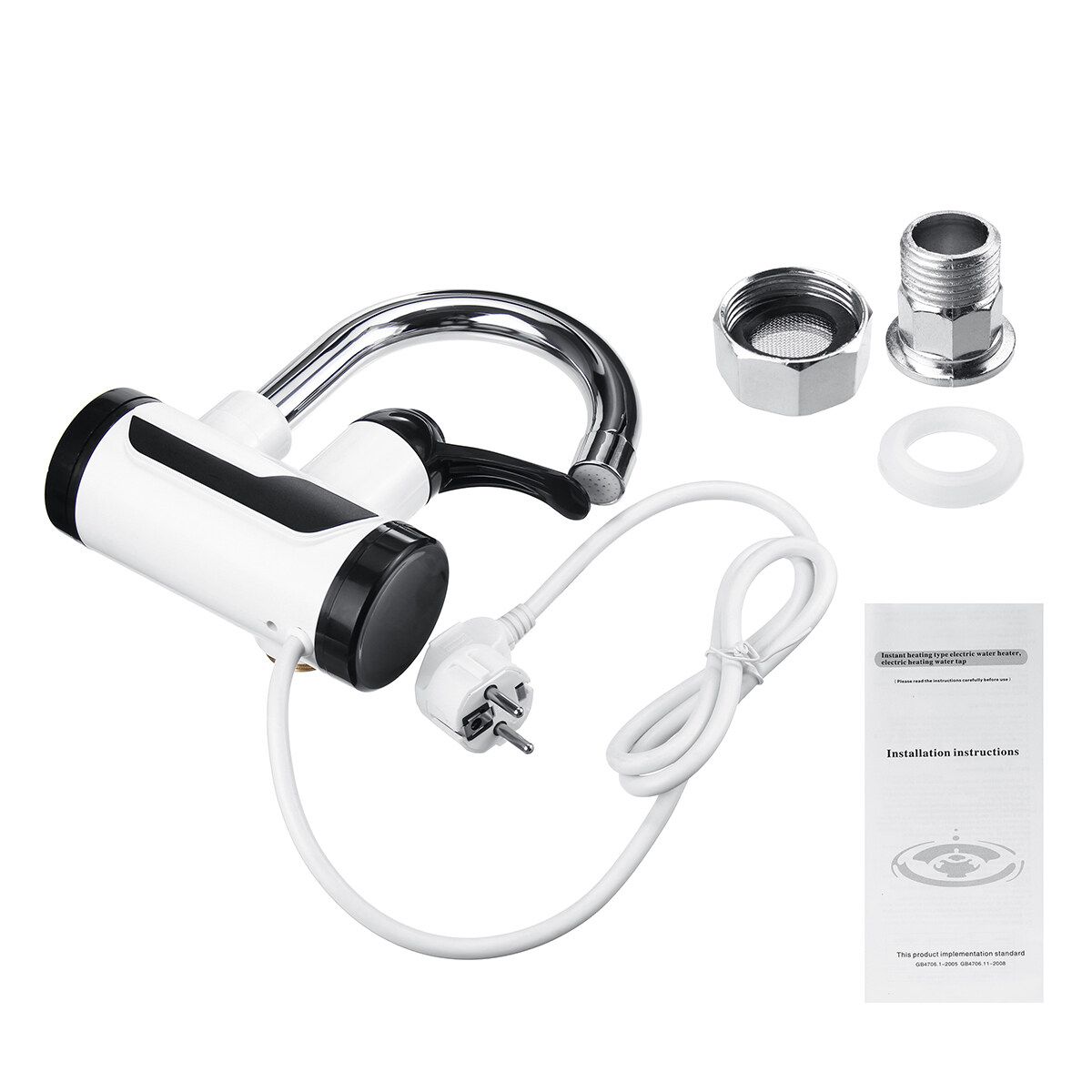 Instant Electric Faucet Tap Hot Water Heater LED Display Bathroom Kitchen EU