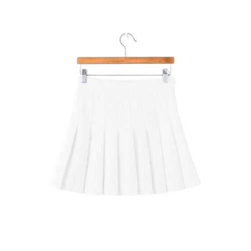 Mini Pleated Skirt Summer Uniform Lady Workout High Waisted White L