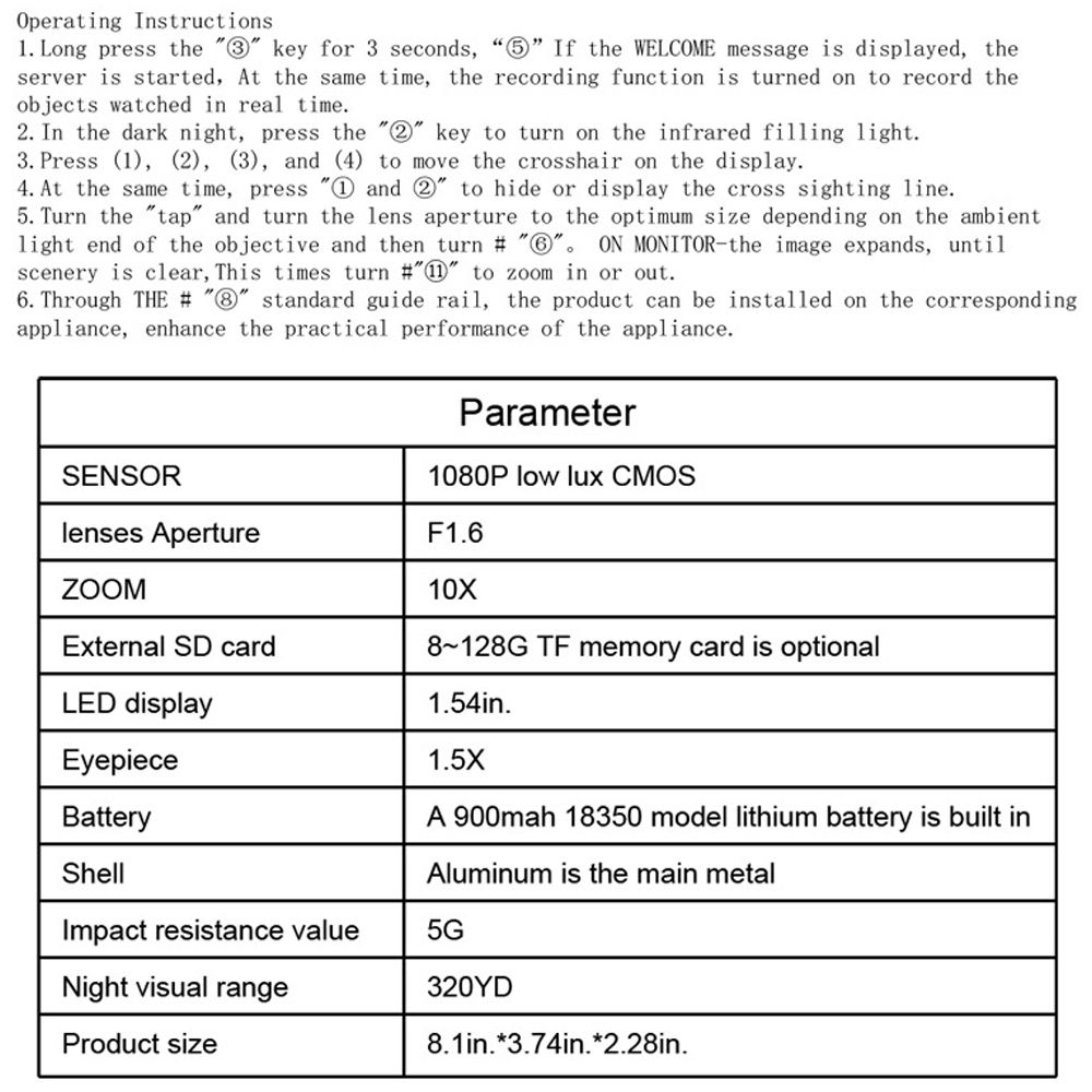 1080P Portable Night-Visions Device Day Night Use 1.54Inch