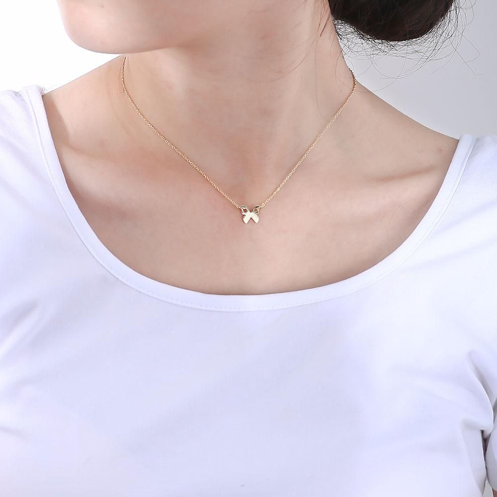 S925 Sterling Silver Mini Glossy Small Butterfly Necklace Women's Simple Choker Mori Style