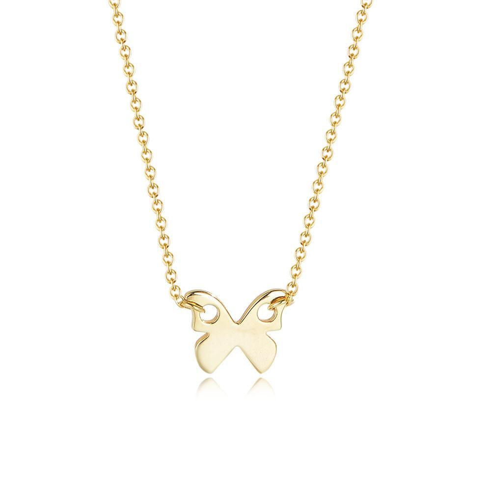 S925 Sterling Silver Mini Glossy Small Butterfly Necklace Women's Simple Choker Mori Style