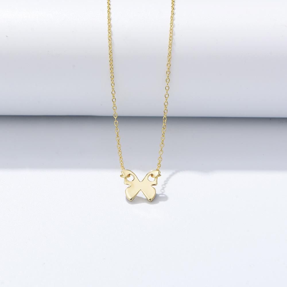 S925 Sterling Silver Mini Glossy Small Butterfly Necklace Women's Simple Choker Mori Style