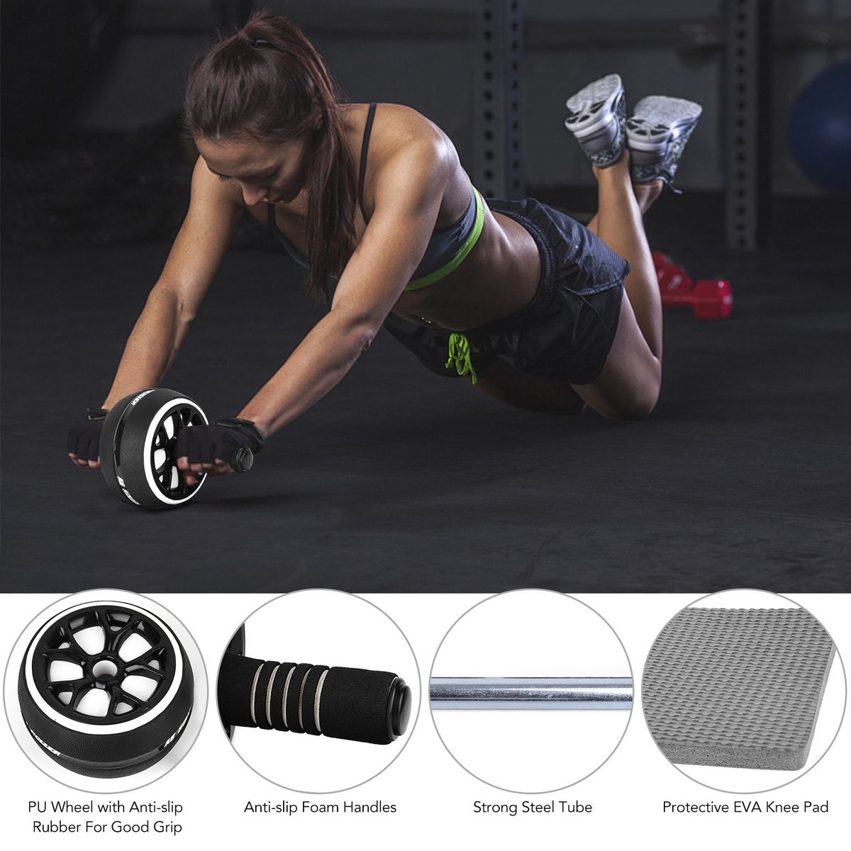 Abdominal Roller Wheel Knee Pad Push Up Bars Disc Core