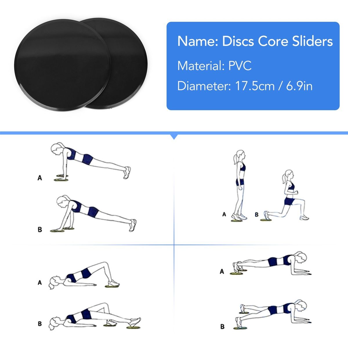 Abdominal Roller Wheel Knee Pad Push Up Bars Disc Core