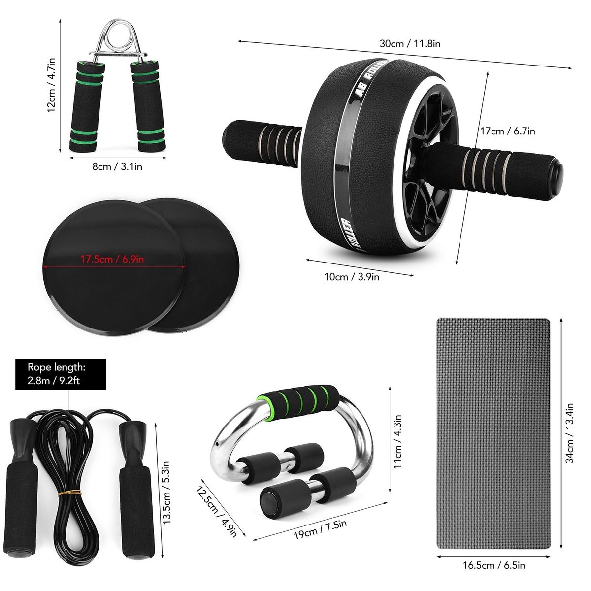 Abdominal Roller Wheel Knee Pad Push Up Bars Disc Core