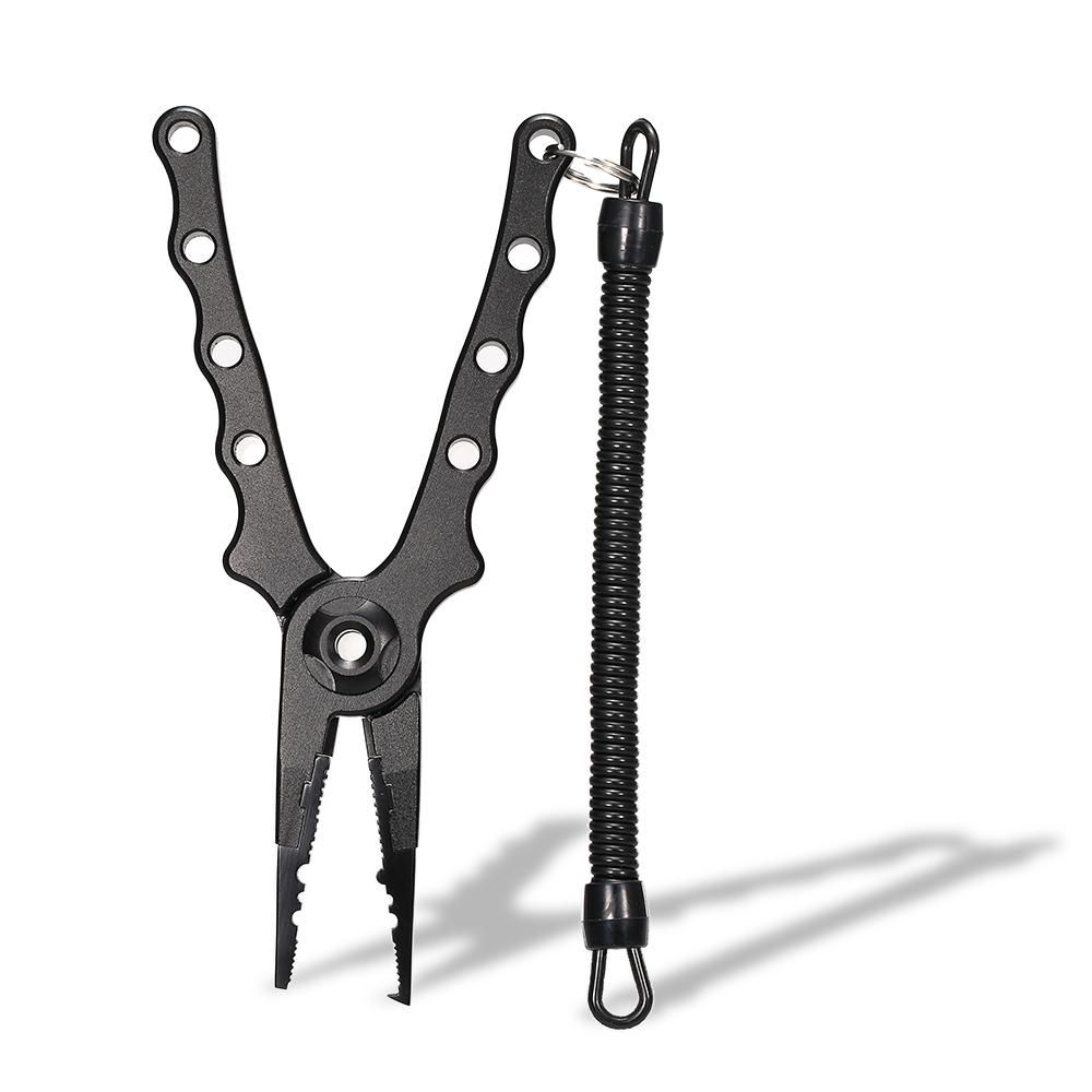 Ultralight Aluminum Fishing Pliers Split Ring Cutters Hooks Remover Fishing Holder Tackle With Oxford Sheath Security Landyard Aluminum Fishing Gripper Hook Remover Fishing Lip Plier Fishing Tools Set Portable Fishing Tackle