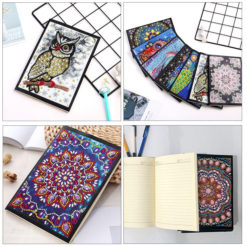 DIY Special Shaped Diamond Jewel Paint Cover Notebook Cross Stitch Colourful Diamonds Writing Diary Notepad Book 48 Sheets Christmas Birthday Art Craft Gift