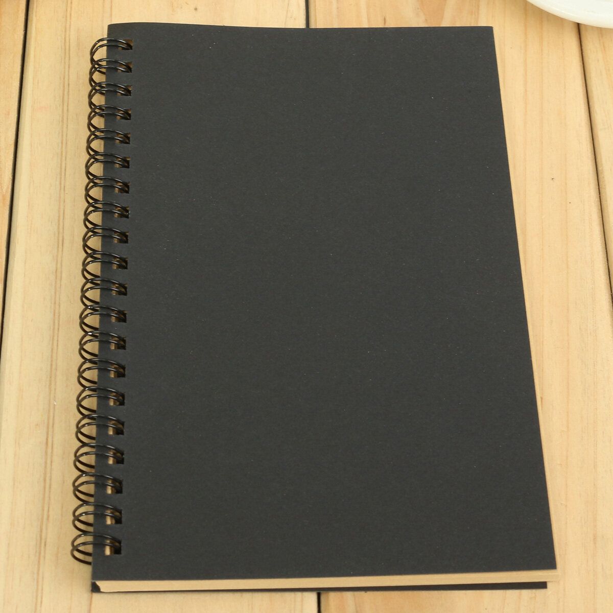 Reeves Retro Spiral Bound Coil Sketch Book Blank Notebook Kraft Sketching Paper Black Card Cover White Paper Inside Page Black Cardboard Cover Kraft Paper Inner Page