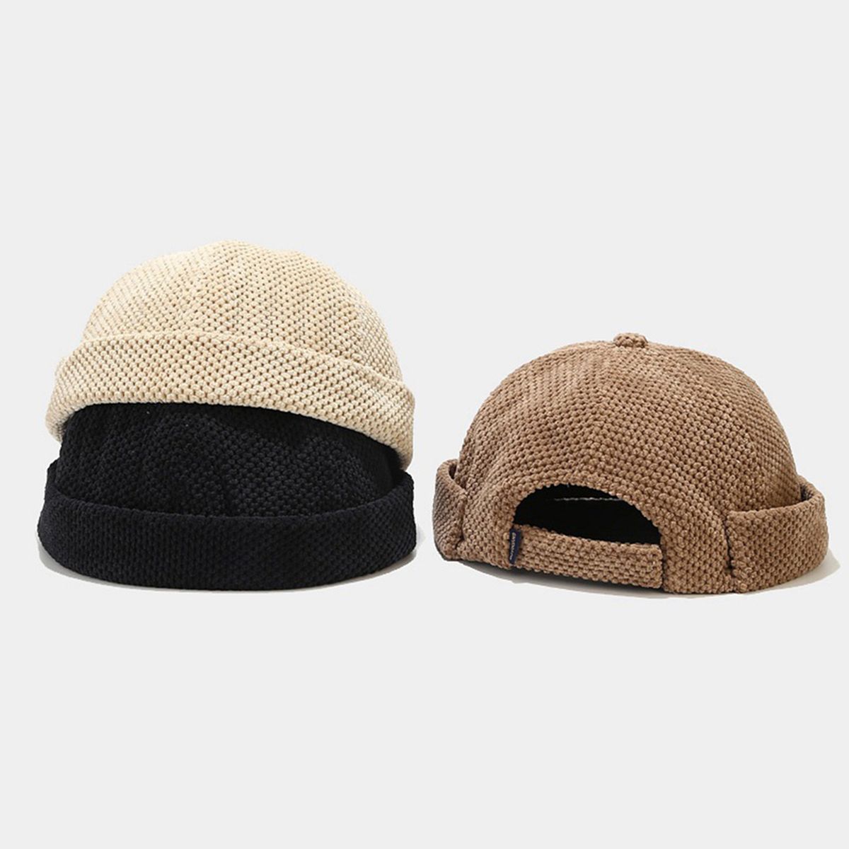 Men Women Winter Hat Docker Cap Brimless Adjustable Vintage