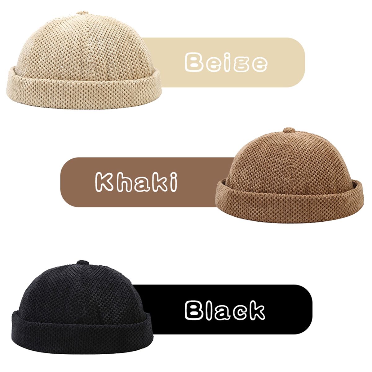 Men Women Winter Hat Docker Cap Brimless Adjustable Vintage