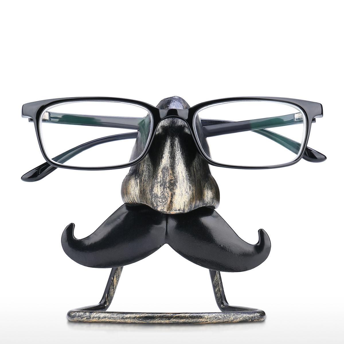 Tooarts Big Nose and Beard Shaped Eyeglass Holder Taste Iron Sculpture Handicraft Sunglasses Display Desk Decor Funny Gift for Family and Friends