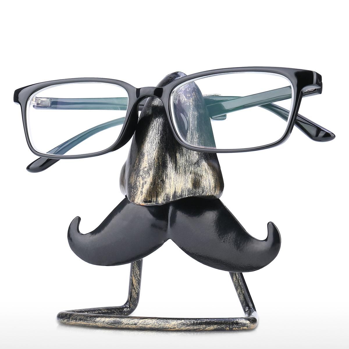 Tooarts Big Nose and Beard Shaped Eyeglass Holder Taste Iron Sculpture Handicraft Sunglasses Display Desk Decor Funny Gift for Family and Friends