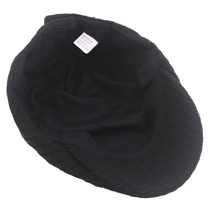 Men's Knitted Cotton Newsboys Beret Cap Black
