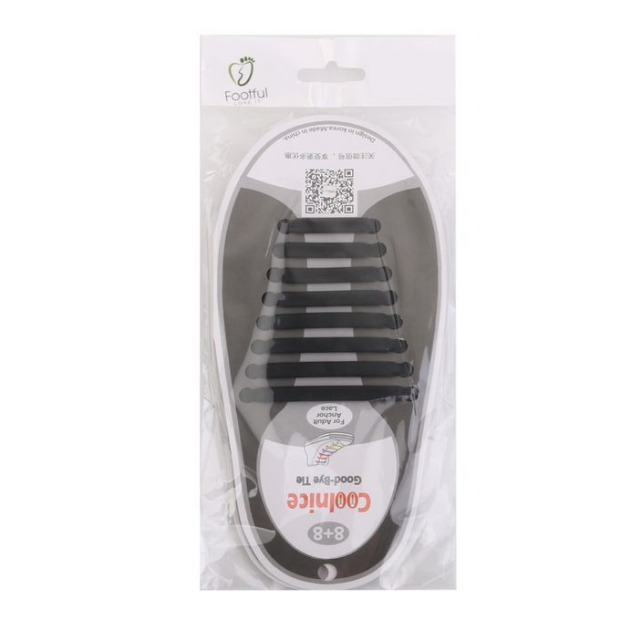 1 Set Black NO-TIE Silicone Shoelaces Sneakers Running Jogging Black
