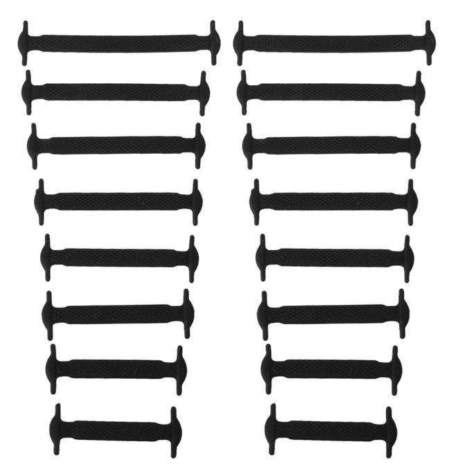 1 Set Black NO-TIE Silicone Shoelaces Sneakers Running Jogging Black