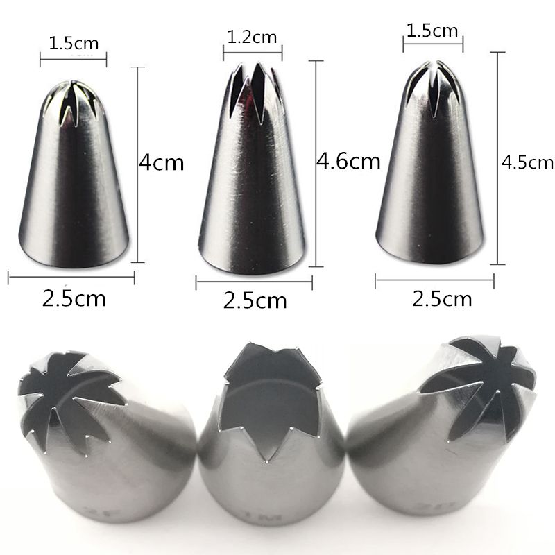 3pcs Big Size DIY Cake Icing Piping Nozzles Pastry Tips