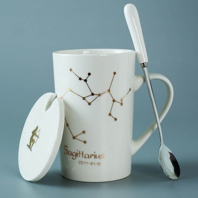 35 Constellations Ceramic Mugs Mugs With Spoon Lid