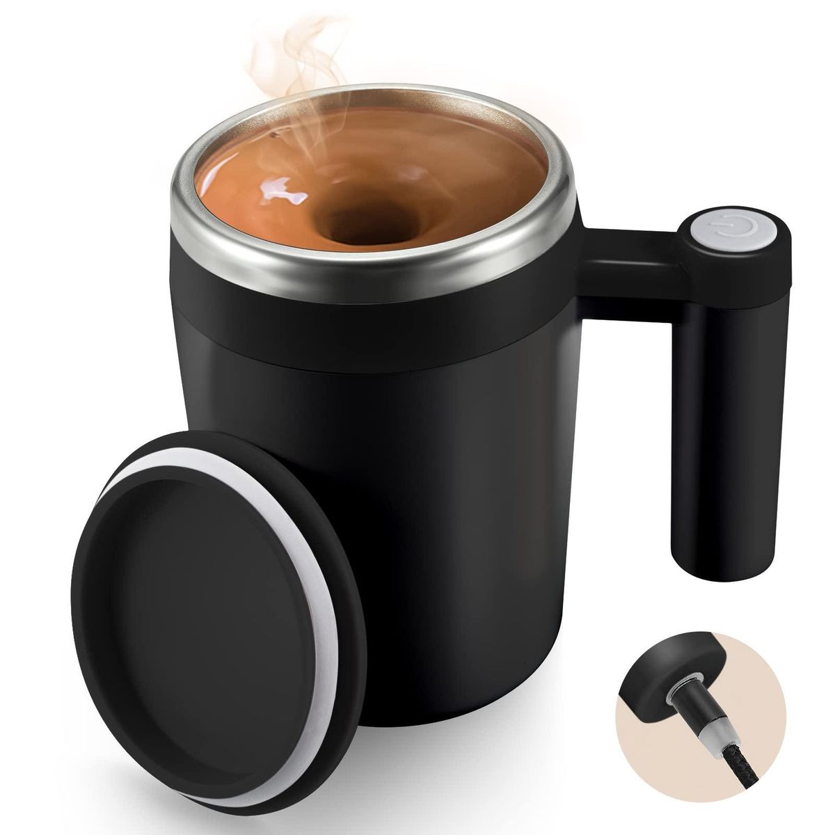 Self Stirring Coffee Mug,Rechargeable Automatic Magnetic Self Mixing Coffee Mug ,400 ML Auto Stainless Steel mixer Cup
