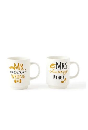Ceramic Printed 2-Piece Mug Set 35 Cl, Mr. & Mrs.