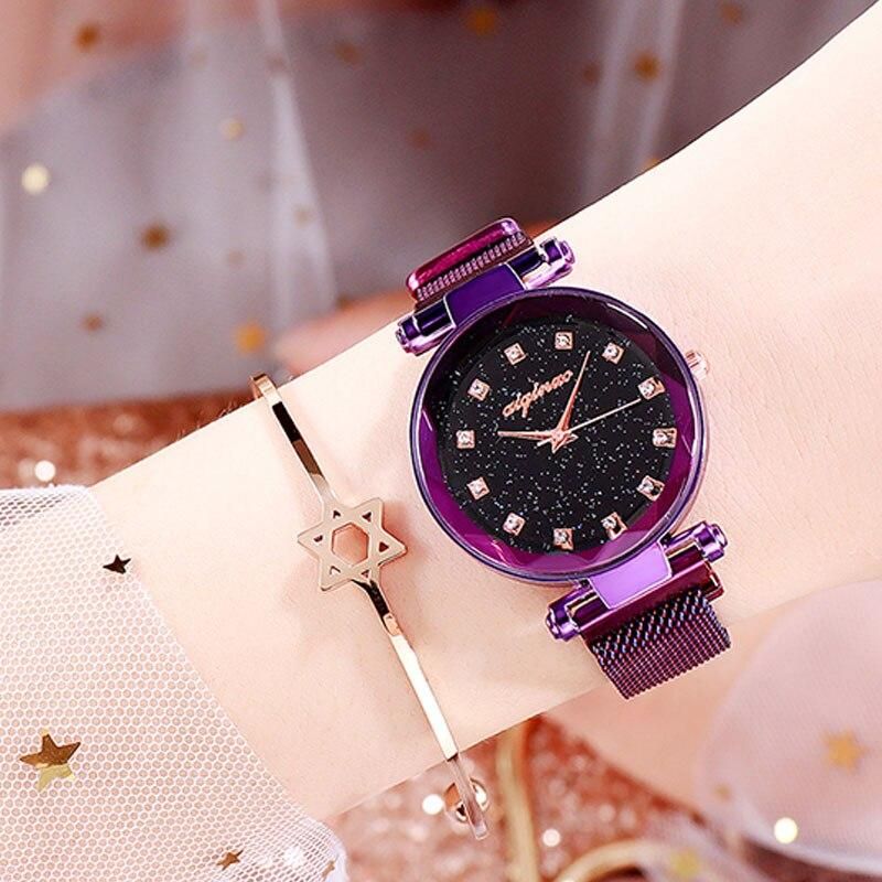 Luxury Women Watches Diamond Ladies Magnetic Starry Sky Clock Fashion Female Quartz Wristwatches Relogio Feminino Zegarek Damski