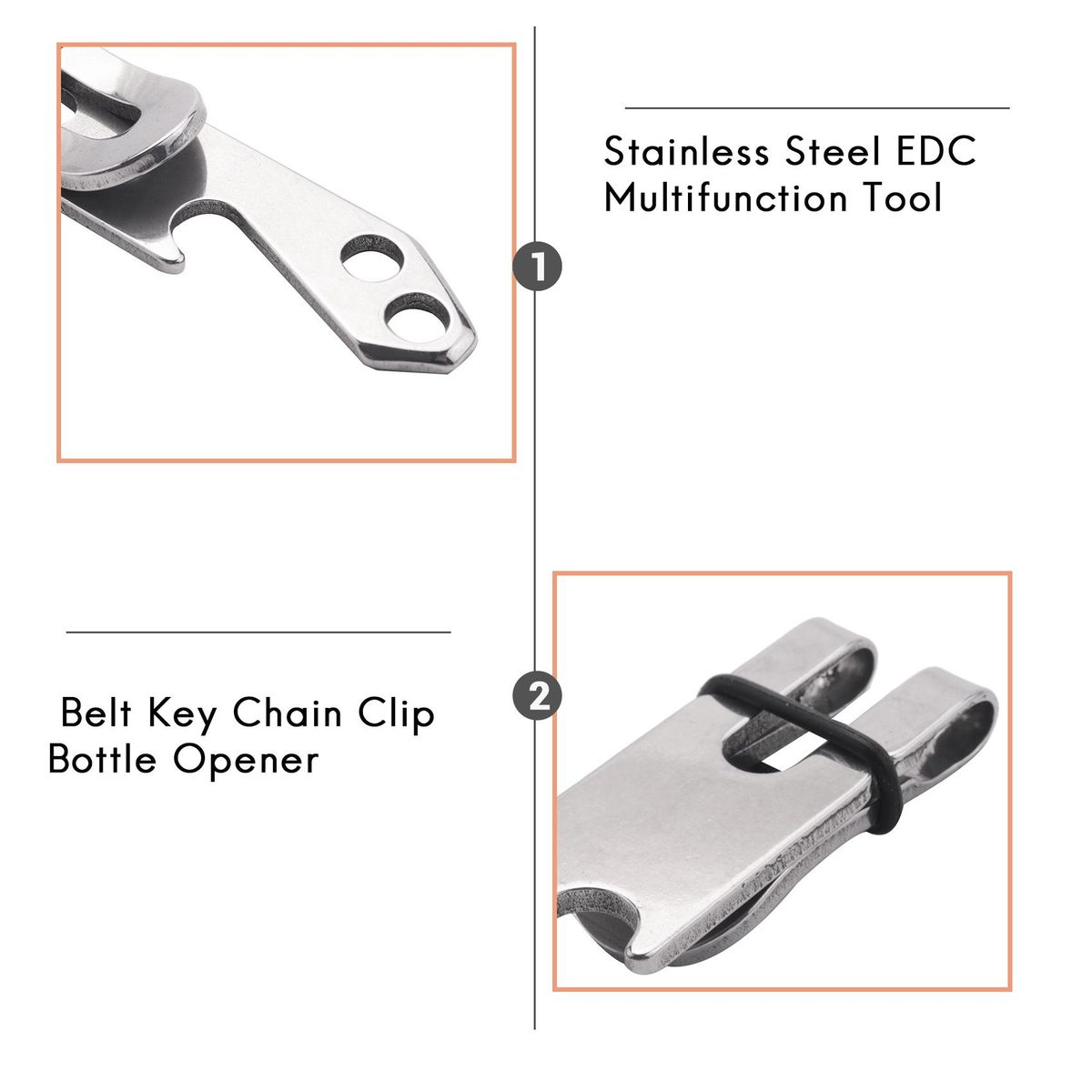 Stainless Steel Multifunction Tool Belt Key Chain Clip Opener