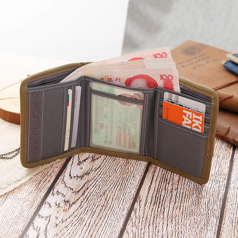 Three fold short canvas folding small wallet DJ-223