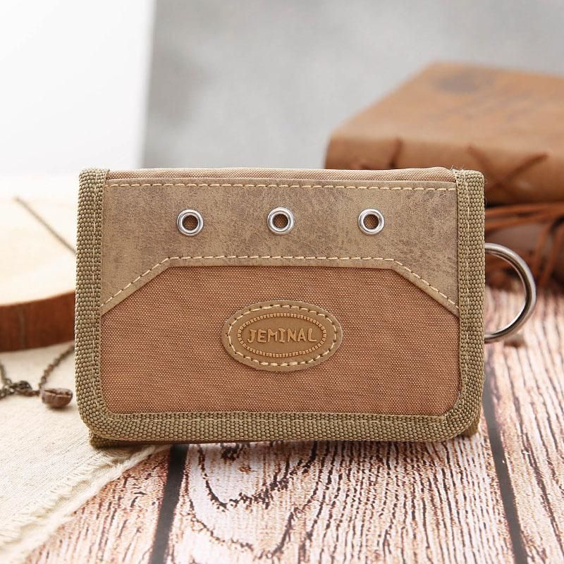 Three fold short canvas folding small wallet DJ-223